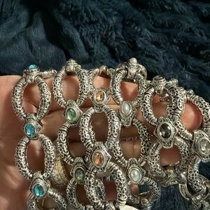 Boutique Multi-Stone Statement Bracelet | Silver Tone Crystal Jewelry